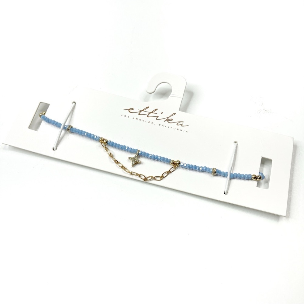 3/$30 Ettika | Beaded Periwinkle Gold Beaded Chain Star Choker Necklace NEW!